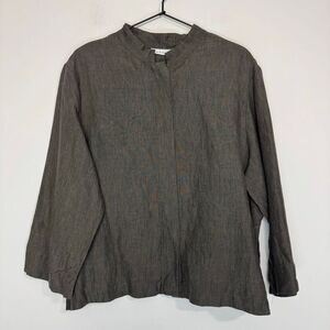 Bryn Walker Linen Mandarin Collar Gwen Blouse XL NWT